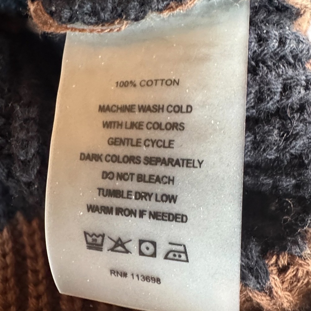 Margaret O'Leary Striped Knit Sweater Womens Medium Brown Black Cotton Pullover - Picture 4 of 6